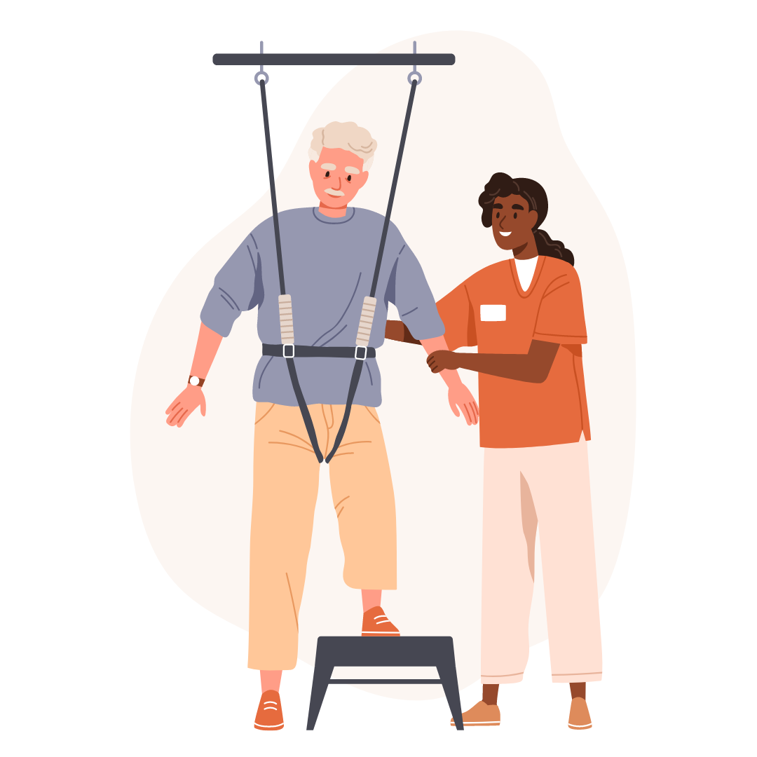 Physiotherapeutin bei Bewegungstherapie mit Senior